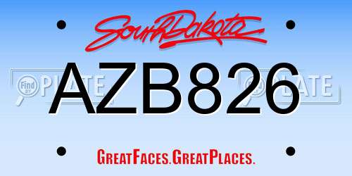 AZB826 South Dakota License Plate