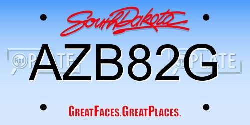 AZB82G South Dakota License Plate