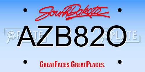 AZB82O South Dakota License Plate