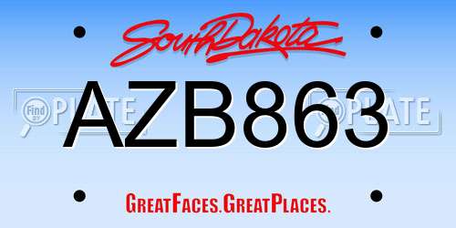 AZB863 South Dakota License Plate