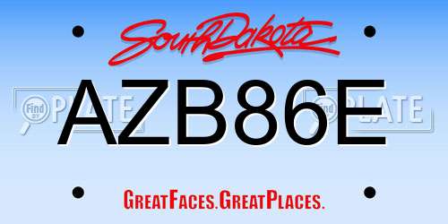 AZB86E South Dakota License Plate