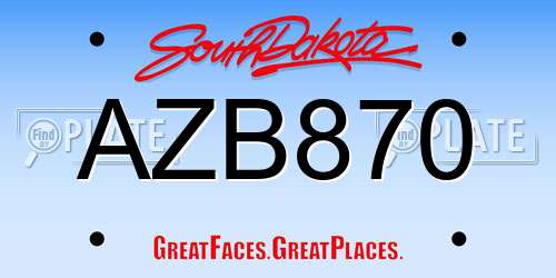 AZB870 South Dakota License Plate