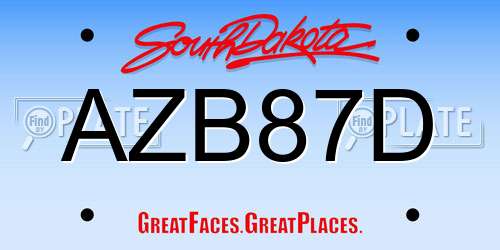 AZB87D South Dakota License Plate