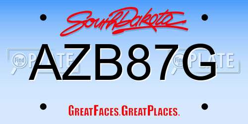 AZB87G South Dakota License Plate