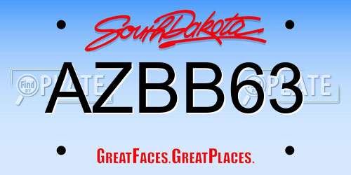 AZBB63 South Dakota License Plate