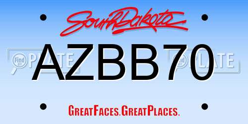 AZBB70 South Dakota License Plate