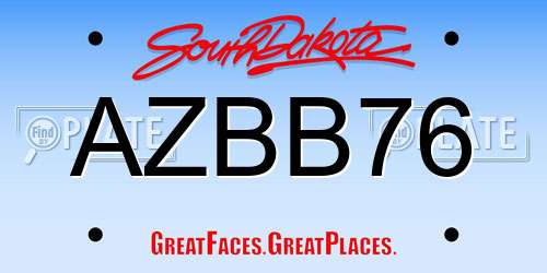 AZBB76 South Dakota License Plate