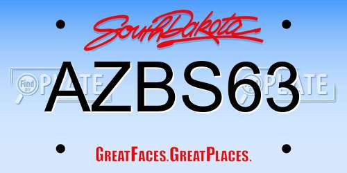 AZBS63 South Dakota License Plate
