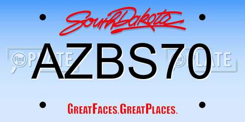 AZBS70 South Dakota License Plate