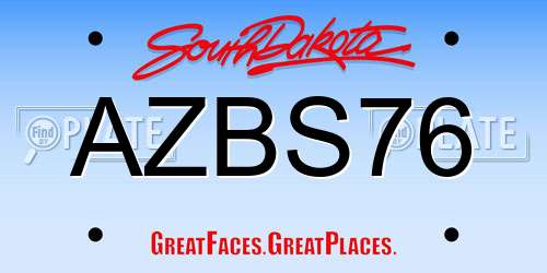 AZBS76 South Dakota License Plate