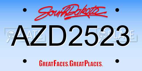 AZD2523 South Dakota License Plate