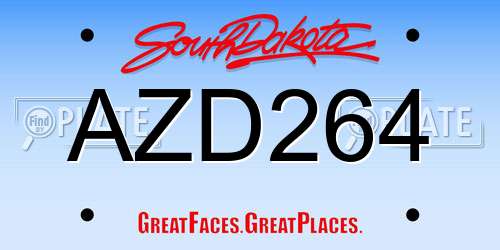 AZD264 South Dakota License Plate