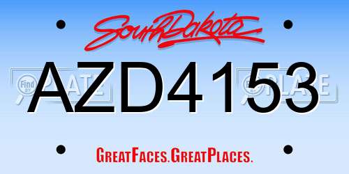 AZD4153 South Dakota License Plate