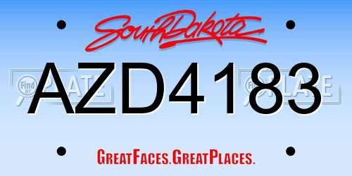 AZD4183 South Dakota License Plate