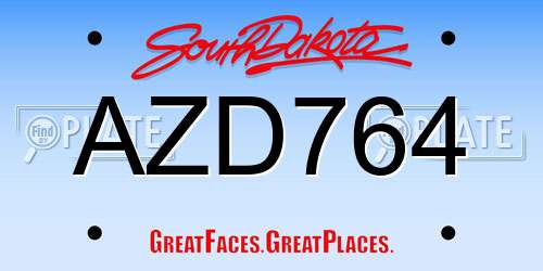 AZD764 South Dakota License Plate