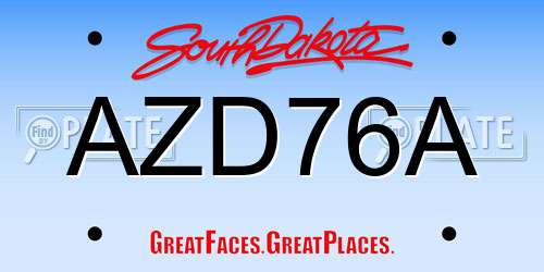 AZD76A South Dakota License Plate