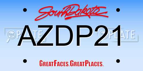 AZDP21 South Dakota License Plate