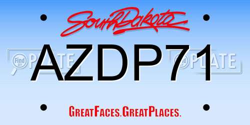 AZDP71 South Dakota License Plate