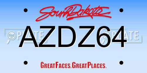 AZDZ64 South Dakota License Plate