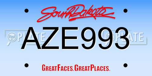 AZE993 South Dakota License Plate