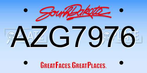 AZG7976 South Dakota License Plate