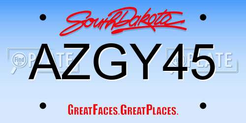 AZGY45 South Dakota License Plate