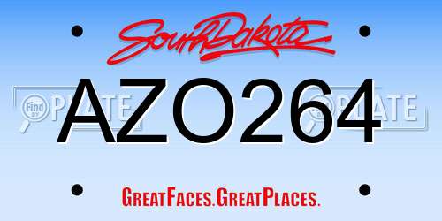 AZO264 South Dakota License Plate