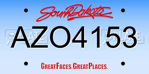 AZO4153 South Dakota License Plate