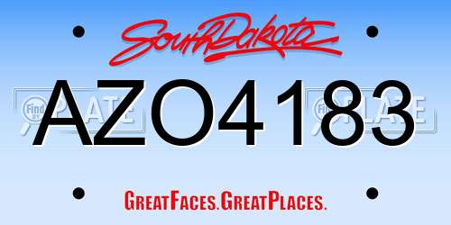 AZO4183 South Dakota License Plate