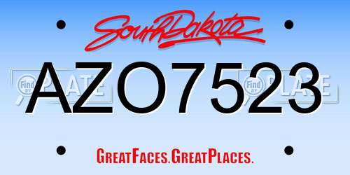 AZO7523 South Dakota License Plate