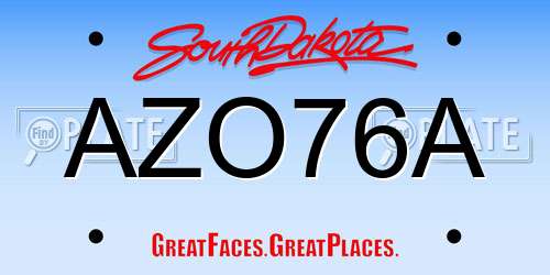 AZO76A South Dakota License Plate