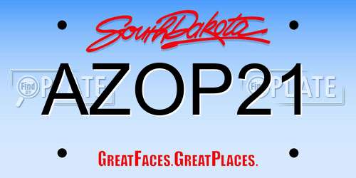 AZOP21 South Dakota License Plate