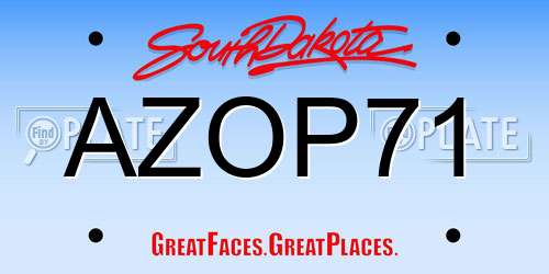 AZOP71 South Dakota License Plate