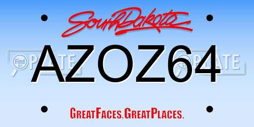 AZOZ64 South Dakota License Plate