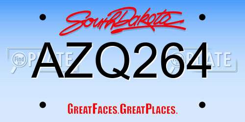 AZQ264 South Dakota License Plate