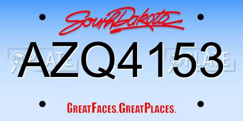 AZQ4153 South Dakota License Plate