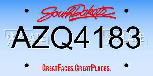 AZQ4183 South Dakota License Plate