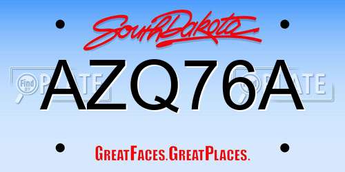 AZQ76A South Dakota License Plate