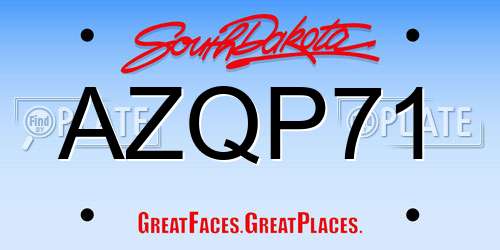 AZQP71 South Dakota License Plate