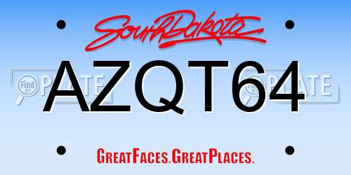 AZQT64 South Dakota License Plate