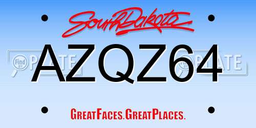 AZQZ64 South Dakota License Plate