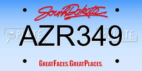 AZR349 South Dakota License Plate