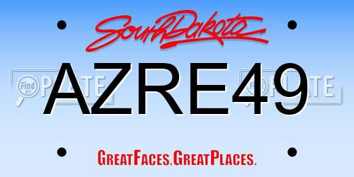 AZRE49 South Dakota License Plate