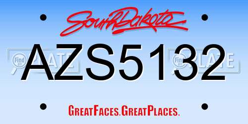 AZS5132 South Dakota License Plate