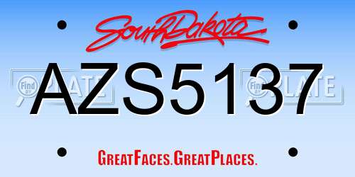 AZS5137 South Dakota License Plate