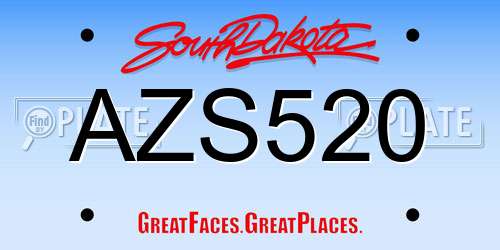 AZS520 South Dakota License Plate