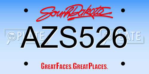 AZS526 South Dakota License Plate