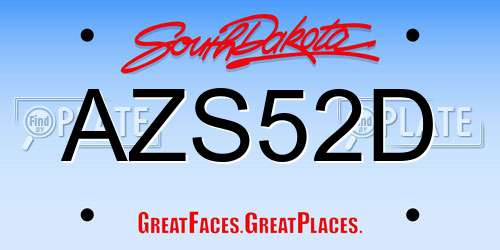 AZS52D South Dakota License Plate