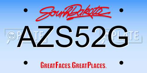 AZS52G South Dakota License Plate