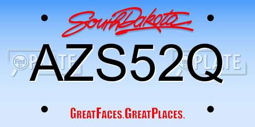AZS52Q South Dakota License Plate